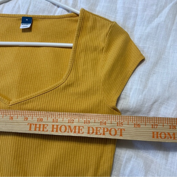 Old Navy Yellow Square Neck Ribbed T-shirt M - Picture 4 of 8